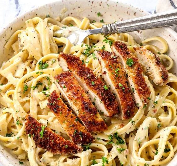 chicken alfredo with zoodles
