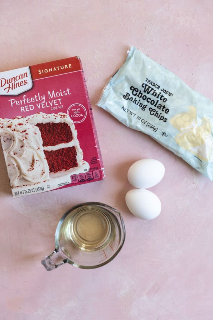 ingrediats needed to make red velvet cake mix cookies